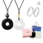 [Couple's (1 Pair)]Obsidian Black+White Chalcedony[Civokivo Dreamy Love]