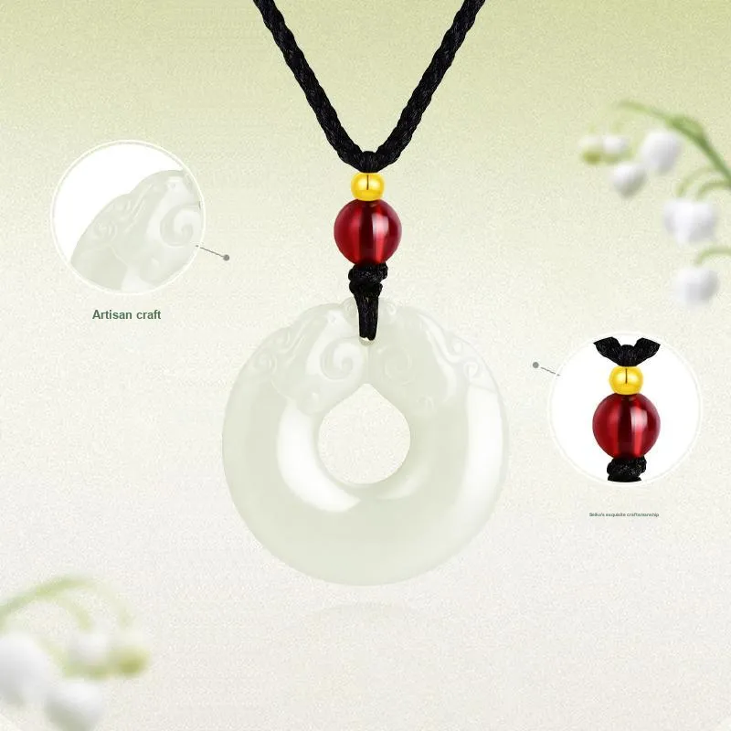 JINLIUFUJIXIANG Hetian Jade Necklaces White Jade/Pale Greenish White Jade Unisex-5
