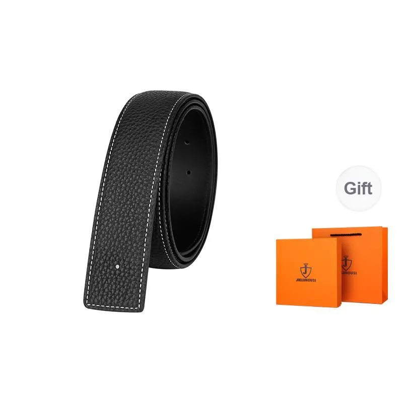 Jaylen Oos Headless H Buckle Smooth Buckle Unique Design Double Sided Top Grain Cow Leather Leather Belts Men's-0