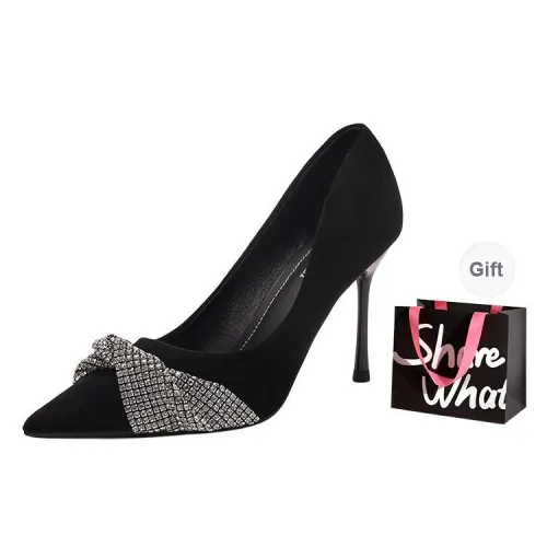 BIGTREE Slim Heel High Heels Women's Black