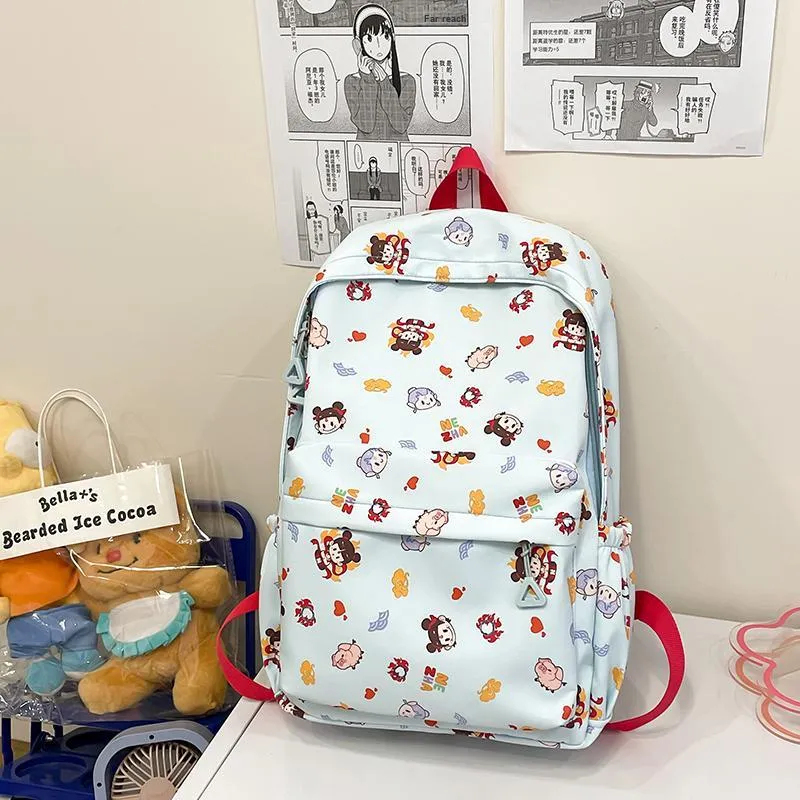 Vack Nylon Backpack Unisex White/Black/Pink/Blue-16