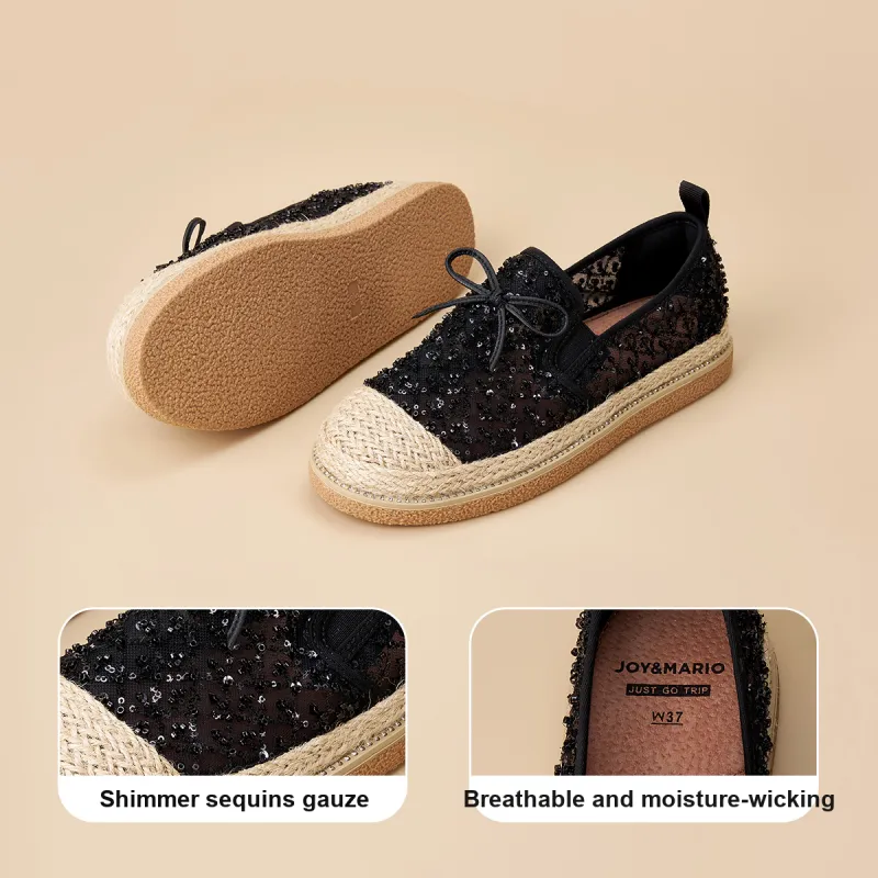 Joy&Mario Espadrilles Women's Black/Gold/Ecru-7