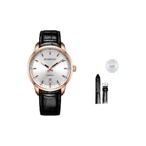 ROSSINI Enlightenment Collection Автоматический Механический Механизм Часы с Естественной Кожей Ремешок Унисекс Серебристый Циферблат