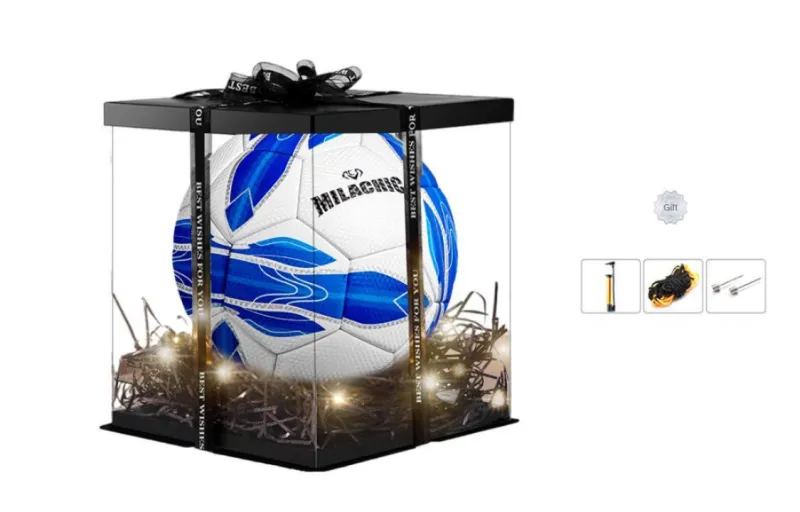 MILACHIC Size 5 Ball Soccer PU Machine Stitched Soccer Ball Unisex White And Blue Stitching-3