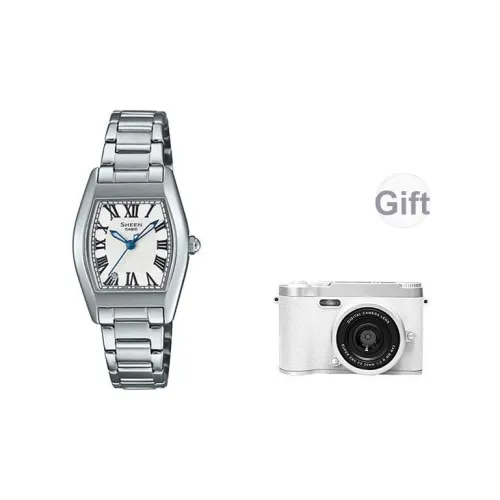 CASIO SHEEN Mini Tonneau Collection Кварцевый механизм ремешок из нержавеющей стали женские часы серебристый циферблат