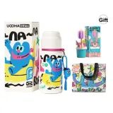 Graffiti Insulated Cup-White+Cup Cleaning Brush Purple Set