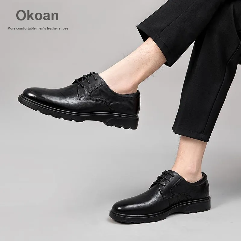 AOKANG Dress Shoes Men Low Top Black-6