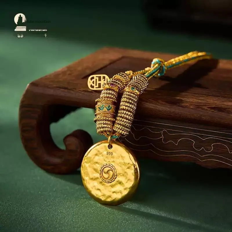 Mount Wutai Copper Gold Alloy Necklace/Pendant Unisex-3