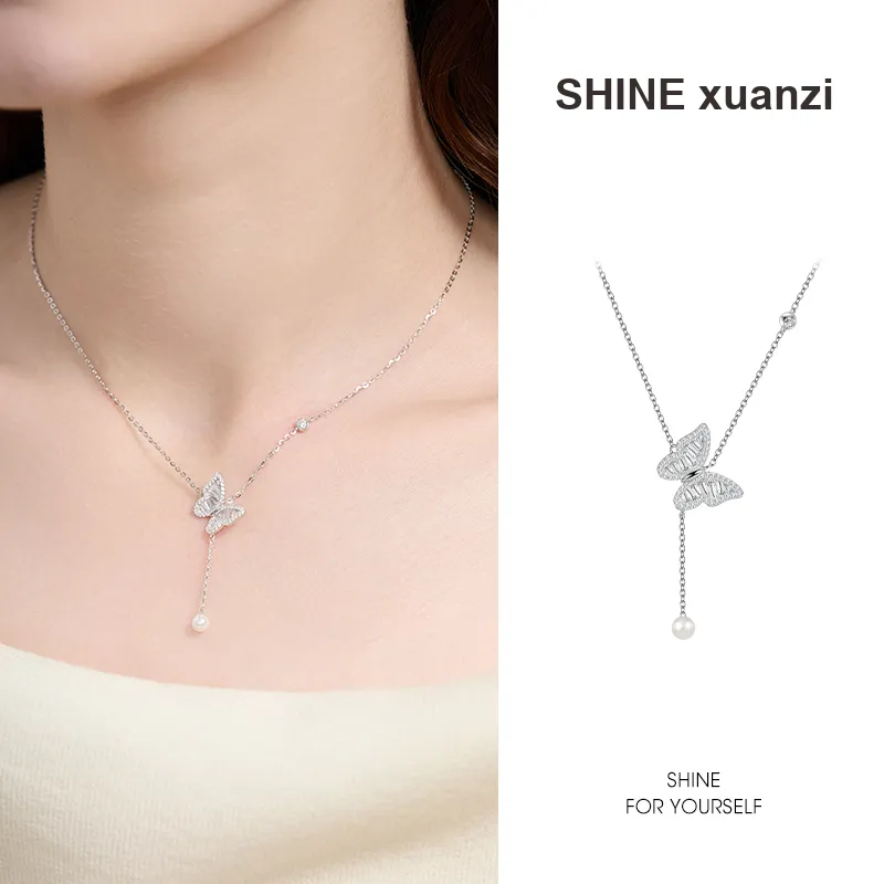 SHINE S925 Silver With Zircon Necklaces Women's-2