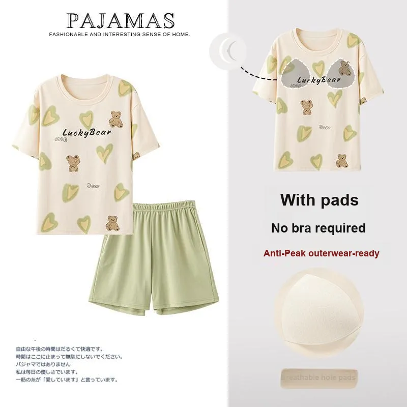 Cotton Gene Pajama Set Women's Beige Yellow-2