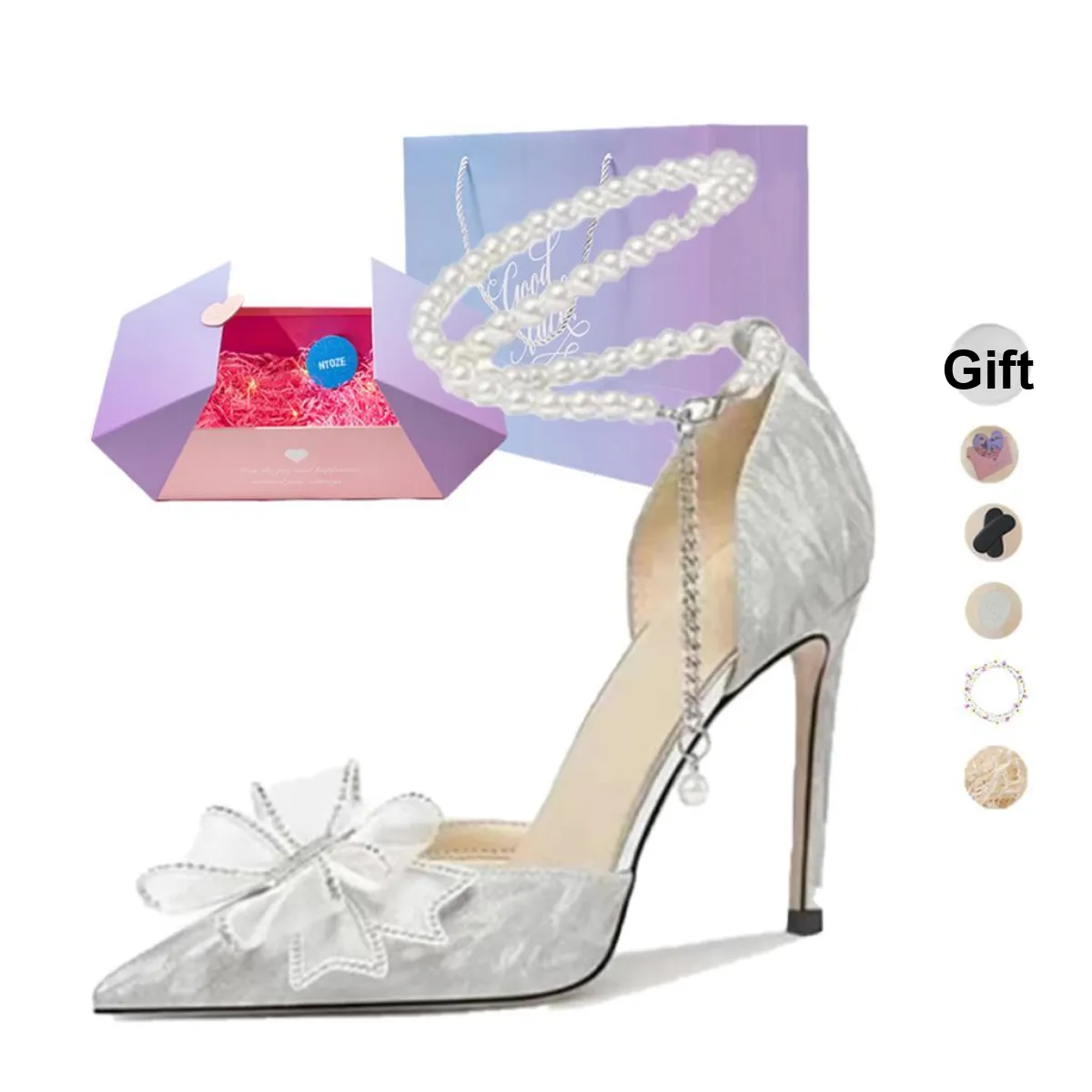 NTOZE High Heels Women's Silver