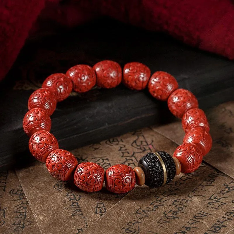 WUMZK Reconstructed Cinnabar Bracelets Unisex-1