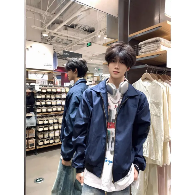 TESTUNG Jackets & Coats Unisex Navy Blue Classic Tone-9
