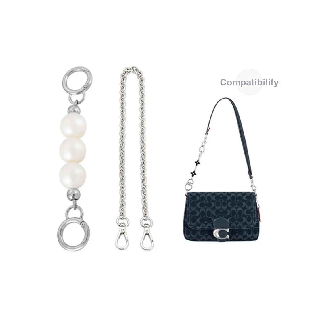 Lan Bao Fan Metal Bag Accessories Women's Blue/Silver