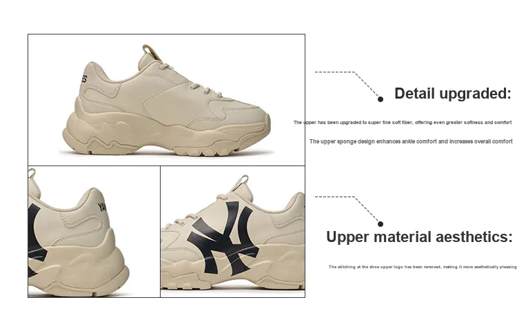 MLB Big Ball Chunky Low Top Chunky Sneakers Unisex Beige Yellow-7