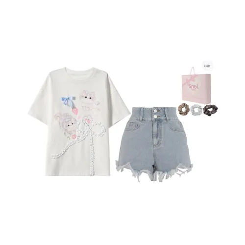 Snbl T Рубашка + Джинсы Женские Повседневные Костюмы