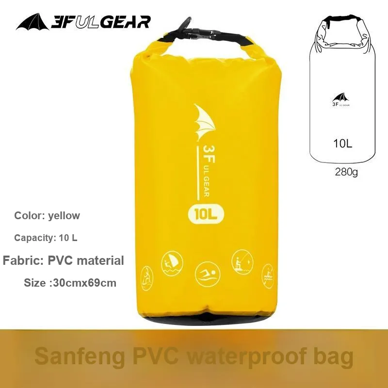 Three Peaks Out Outdoor Waterproof Bag Drifting And Kayaking Float Fishing PVC Material Yellow 10L Shoulder Bag-1