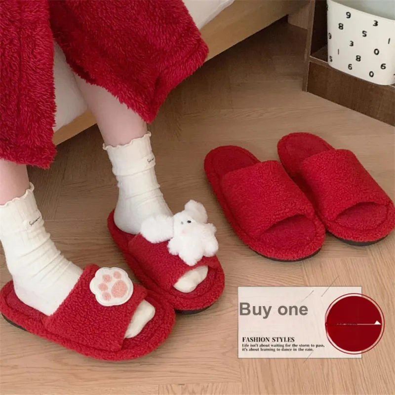 Thin Strips Slippers Unisex, Red-3
