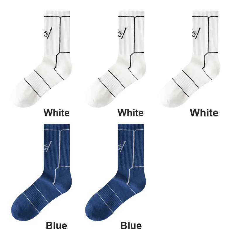 H YXIANG Mid Calf Socks Unisex 5 Pack-13