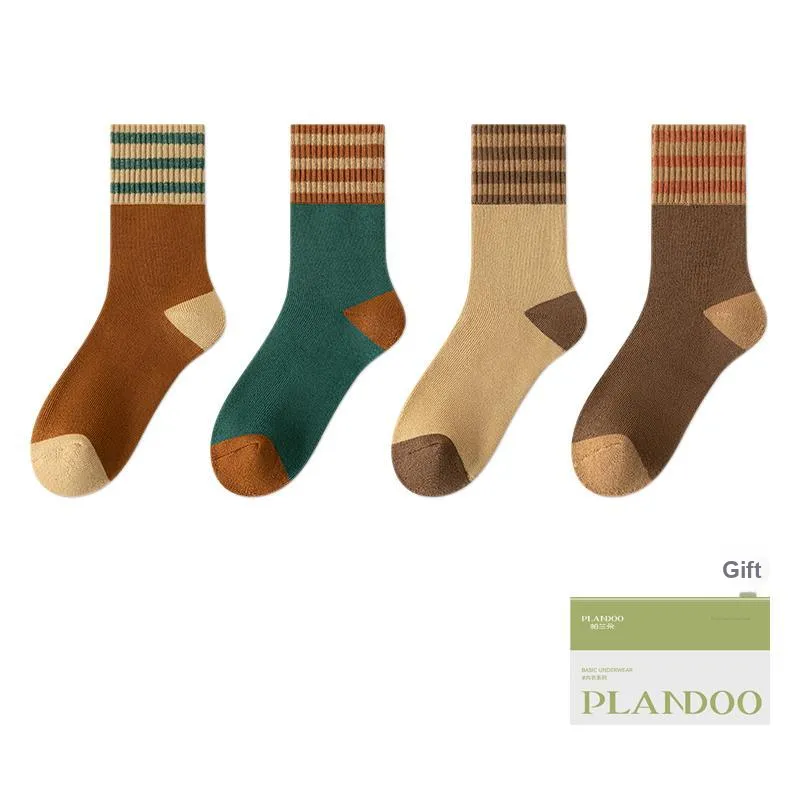 PLANDOO Mid Calf Socks Unisex Box 4 Pack-3
