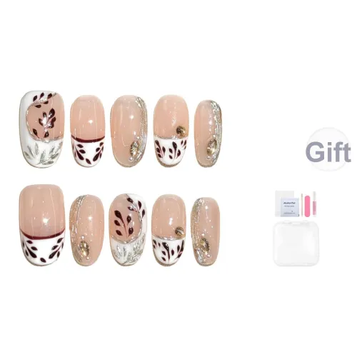 Yun Yue Joe New Arrival Кремовый Абрикос Кленовый Сладкий Пряный Французский False Nail Овал Французский Кошачий глаз Градиентный 20 мм