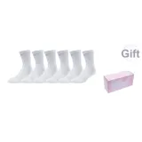Rose Box+6 Pack (White-Crew Socks)