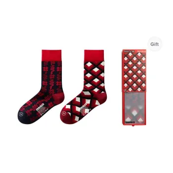 Bananain Red Plan Series Knee High Socks Men's Gift Box 2 Doubles