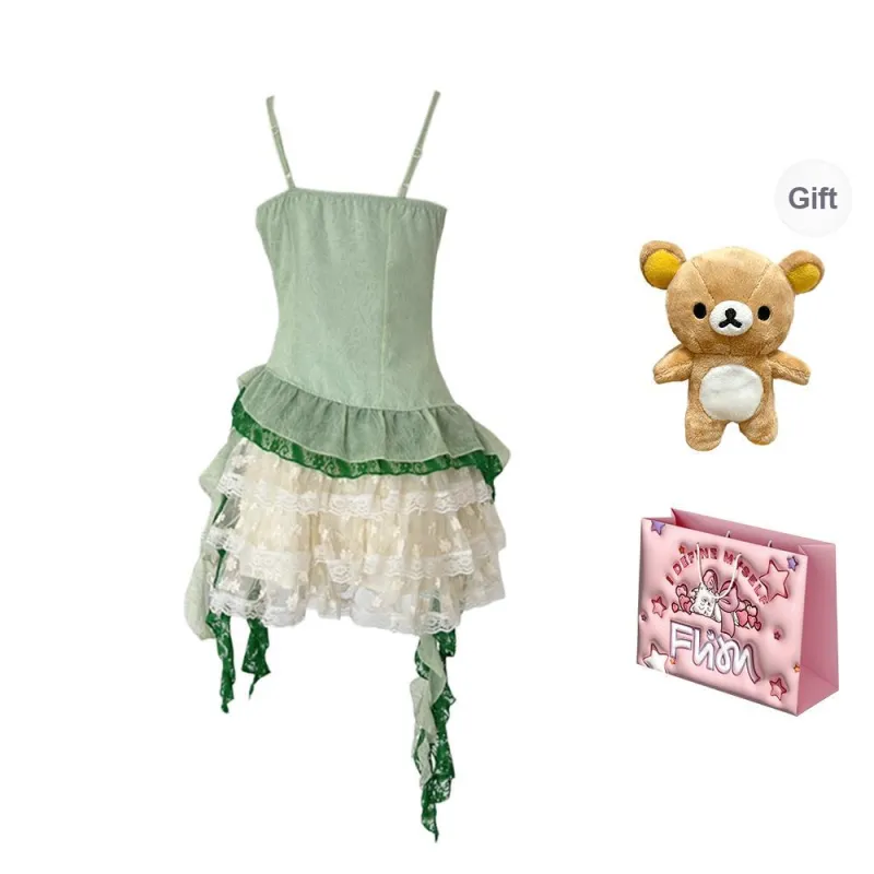 FLIM Slip Dresses Women's Green Bear Box-1