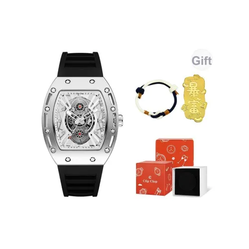 Clip Clop Кварцевый механизм силиконовый ремешок мужские часы циферблат с открытым механизмом