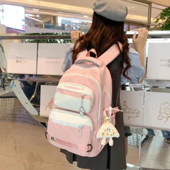 HACIN Nylon Backpack Women's Orange/Pink/Black/Khaki/Green