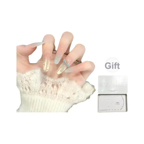 K'APEINE Мятный Girlish Handcrafted False Nail Manicure MID Длина (размер в длину) Овал Синий Однотонный Coquette