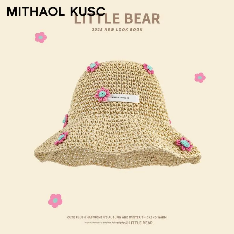MITHAOL KUSC Straw Woven Sun Protection Hats Women's-4