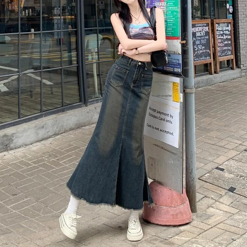 Wen Shan Denim Long Skirt Women's-3