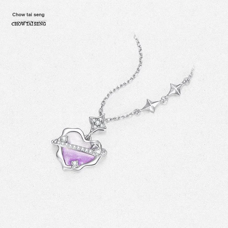 CHOW TAI SENG Campus Love Series S925 Silver Necklaces Women's-3