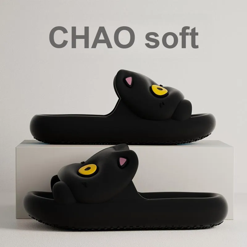 Warm Edge Women's Summer Home Indoor Cartoon Cute Kitten Soft Sole, Students Dormitory Slide Slipper-5