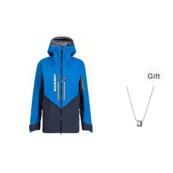 MAMMUT Water-Resistant Windproof Breathable Windbreaker Jacket Unisex Ice Ocean Blue With Free Necklace