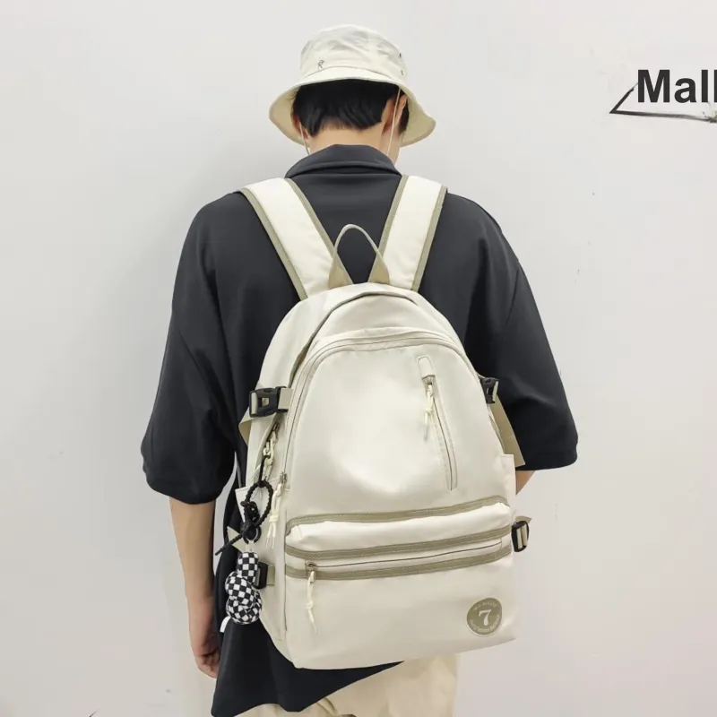 URBAN FOREST Nylon Backpack Unisex White/Black/Red/Pink-1