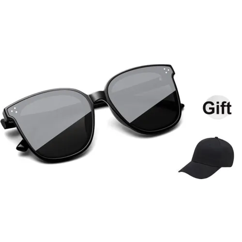 VEGOOS TR/Memory Plastic Square Sunglasses Unisex Black Frame