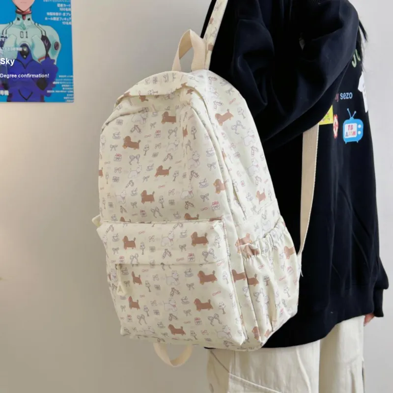 URBAN FOREST Nylon Backpack Unisex Dachshund/Floral Puppy-2