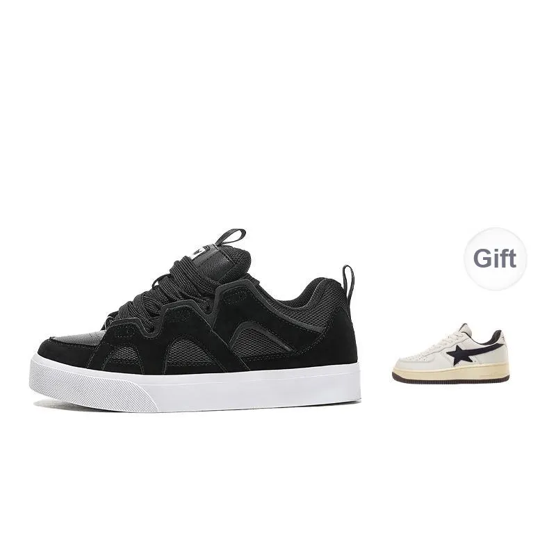 FERW Black Pearl Anti Slip And Wear Resistant Breathable Low Top Skateboard Shoes Unisex-13