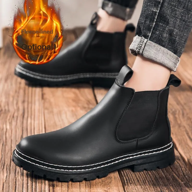 Bull Charm Short Chelsea Boots Men's Black-7