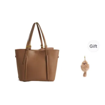 COCOEVA Cow Leather Shoulder Bag With Adjustable Shoulder Strap Commute Tote Regular Women's Caramel/Black