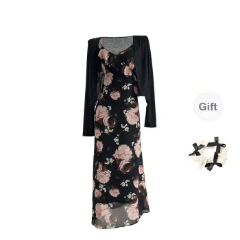 TORIGHT Two Piece Skirt Sets Women's Clothing Sets Black Two Piece Set+Bowknot Hair Tie Includes