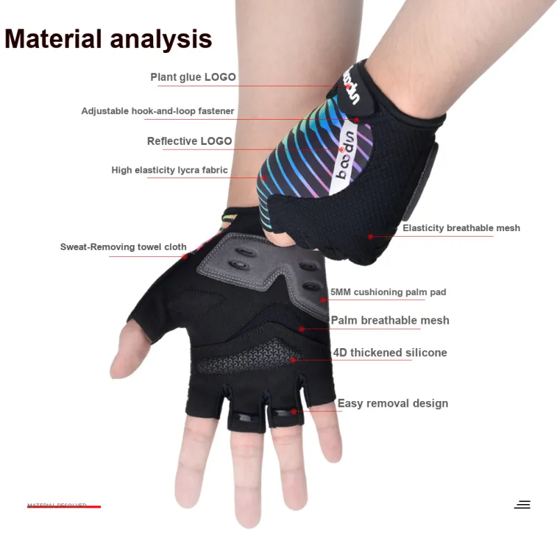 BOODUN Riding Equipment Cycling Glove Unisex Microfiber Silicone Dazzling Color-2