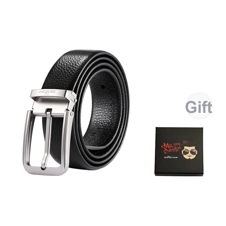 SEVEN Business Casual Pin Buckle Cow Leather Belts Men's 3.5CM