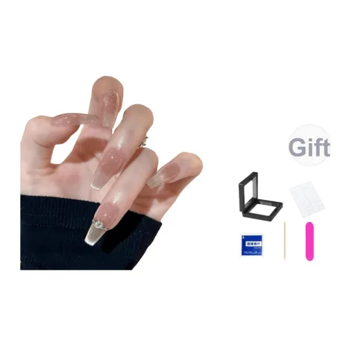 XNTX Французский Кошачий глаз Кокетливый стиль с Премиум Элегантностью False Nail Миндалевый Мягкий Тон Телесный Flashing