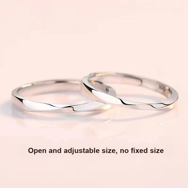 GUDUD S925 Silver Minimalist Style Individual Plain Band Adjustable Ring Unisex-1
