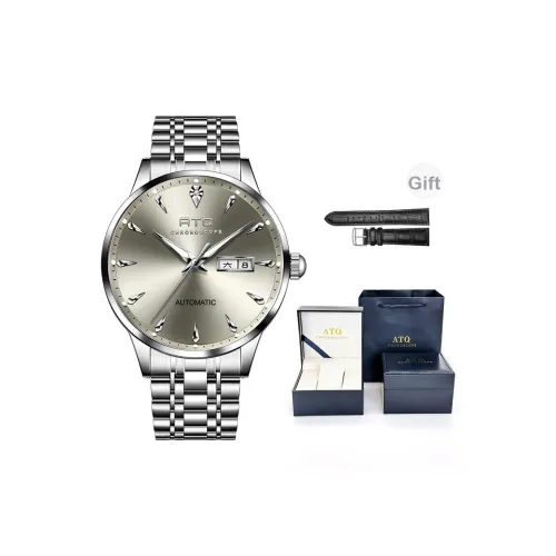 ATQ Автоматический механический механизм ремешок из нержавеющей стали мужские часы серый циферблат