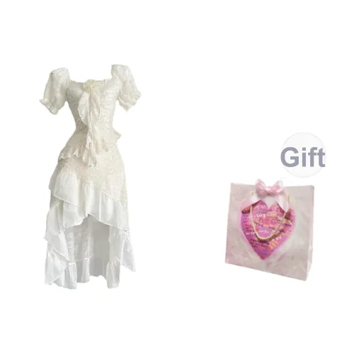 COSYISM Короткое платье с короткими рукавами женское белое