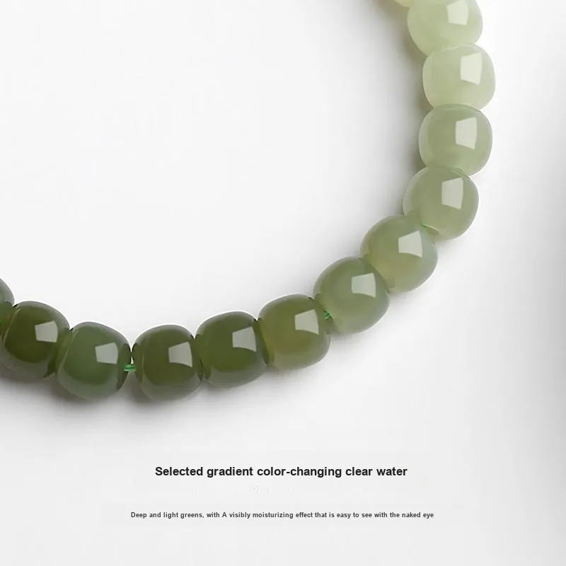 QIAOWUQIAONV Beaded Bracelet Hand Accessory Pale Greenish White Jade Women's-1